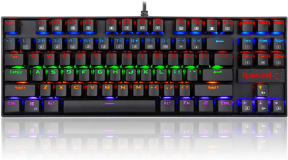 Redragon K552-KR Kumara Red Switch Rainbow TKL TR Q Mekanik Siyah Kablolu Gaming (Oyuncu) Klavye