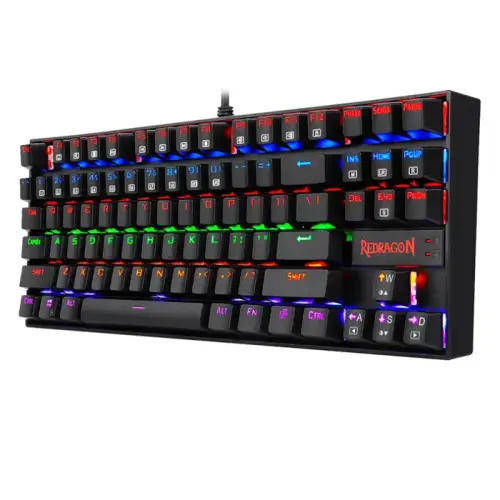 Redragon K552-KR Kumara Red Switch Rainbow TKL TR Q Mekanik Siyah Kablolu Gaming (Oyuncu) Klavye