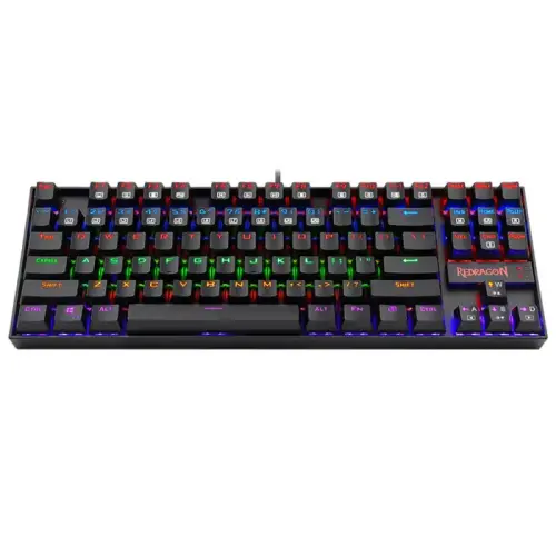 Redragon K552-KR Kumara Red Switch Rainbow TKL TR Q Mekanik Siyah Kablolu Gaming (Oyuncu) Klavye