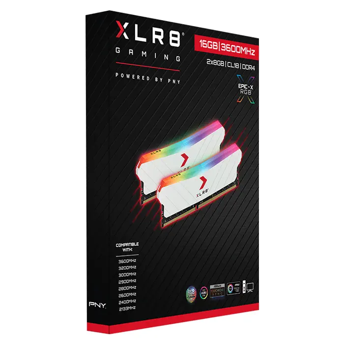PNY XLR8 Gaming EPIC-X RGB White 16GB (2x8GB) 3600MHz CL18 DDR4 Gaming Ram (MD16GK2D4360018XWRGB)