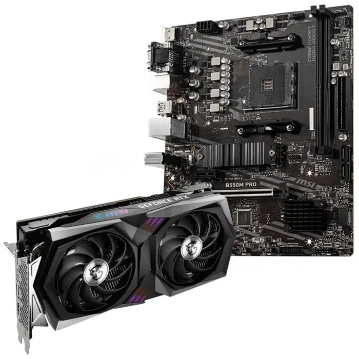 MSI GeForce RTX 3060 Ti GAMING X 8G LHR 8GB GDDR6 256Bit DX12 Ekran Kartı + MSI B550M PRO AMD B550 Soket AM4 DDR4 4600(OC)MHz mATX  Anakart Bundle