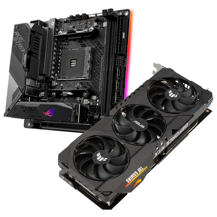 Asus TUF Gaming GeForce RTX 3080 Ti TUF-RTX3080TI-12G-GAMING 12GB GDDR6X 384Bit DX12 Ekran Kartı + Asus ROG Strix X570-I Gaming AMD X570 Soket AM4 DDR4 4800(OC)MHz Mini-ITX Anakart Bundle