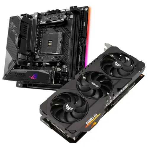 Asus TUF Gaming GeForce RTX 3080 Ti TUF-RTX3080TI-12G-GAMING 12GB GDDR6X 384Bit DX12 Ekran Kartı + Asus ROG Strix X570-I Gaming AMD X570 Soket AM4 DDR4 4800(OC)MHz Mini-ITX Anakart Bundle