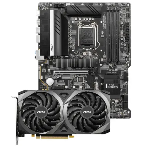 MSI GeForce RTX 3060 Ventus 2X 12G OC 12GB GDDR6 192Bit DX12 Ekran Kartı + MSI Z590-A PRO Intel Z590 Soket 1200 DDR4 5333(OC)MHz ATX Anakart Bundle