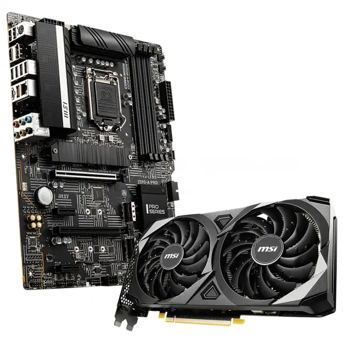 MSI GeForce RTX 3060 Ventus 2X 12G OC 12GB GDDR6 192Bit DX12 Ekran Kartı + MSI Z590-A PRO Intel Z590 Soket 1200 DDR4 5333(OC)MHz ATX Anakart Bundle