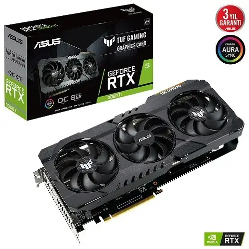 Asus TUF Gaming GeForce RTX 3060 Ti V2 OC TUF-RTX3060TI-O8G-V2-GAMING 8GB GDDR6 256Bit DX12 Gaming Ekran Kartı + Asus TUF GAMING B450M-PLUS II AMD B450 Soket AM4 DDR4 4400(OC)MHz mATX Gaming Anakart Bundle