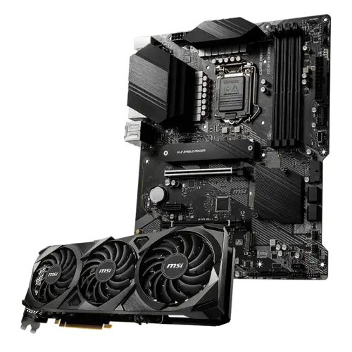 MSI GeForce RTX 3070 Ti Ventus 3X 8G OC 8GB GDDR6X 256Bit DX12 Ekran Kartı + MSI Z490-A PRO Intel Z490 Soket 1200 DDR4 5000(OC)Mhz ATX Anakart Bundle