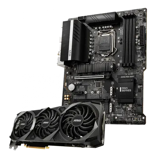 MSI GeForce RTX 3080 Ti VENTUS 3X 12G 12GB GDDR6X 384Bit DX12 Ekran Kartı + MSI Z590 PRO WIFI Intel Z590 Soket 1200 DDR4 5333(OC)MHz ATX Anakart Bundle