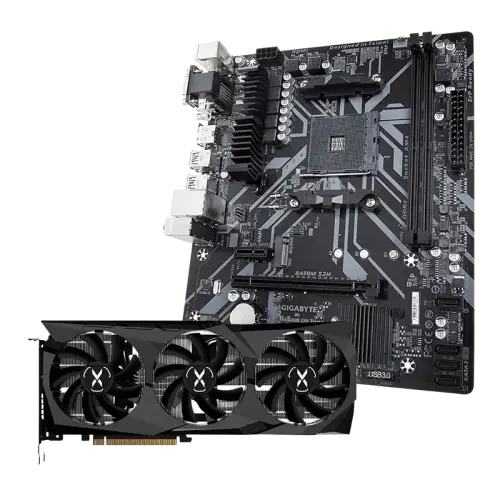 XFX Speedster SWFT 309 AMD Radeon RX 6700 XT Core RX-67XTYJFDV 12GB GDDR6 192Bit DX12 Ekran Kartı + Gigabyte B450M S2H V2 AMD B450 Soket AM4 DDR4 3600(OC)MHz mATX Anakart Bundle