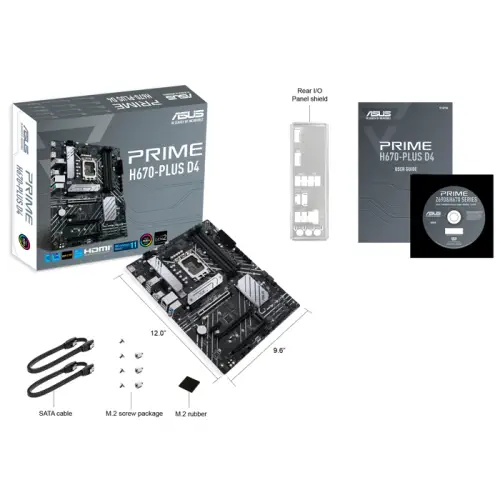 Asus Prime H670-Plus D4 Intel H670 Soket 1700 DDR4 5066(OC)MHz ATX Gaming (Oyuncu) Anakart