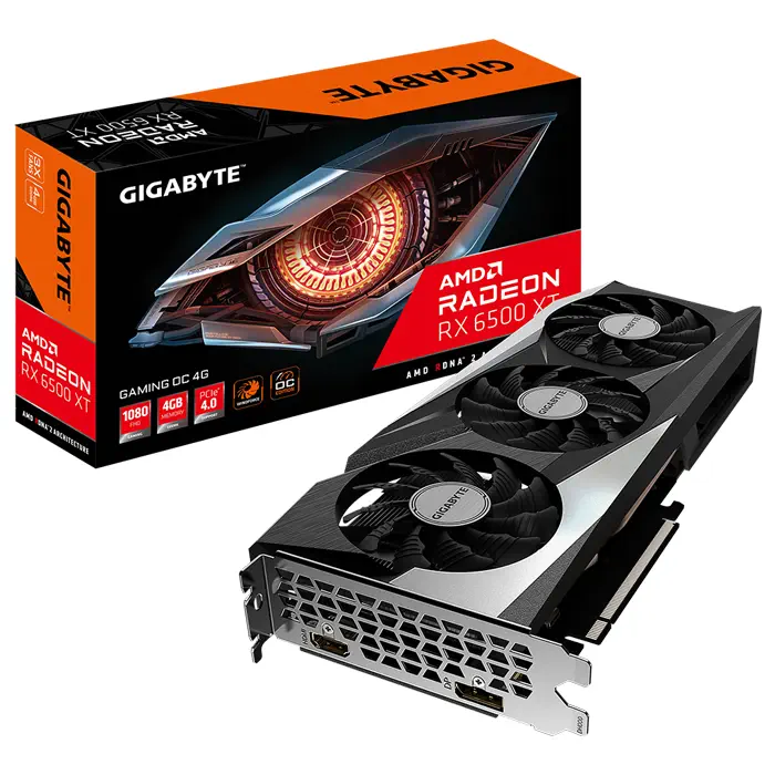 Gigabyte Radeon RX 6500 XT Gaming OC 4G GV-R65XTGAMING OC-4GD 4GB GDDR6 64Bit DX12 Gaming (Oyuncu) Ekran Kartı