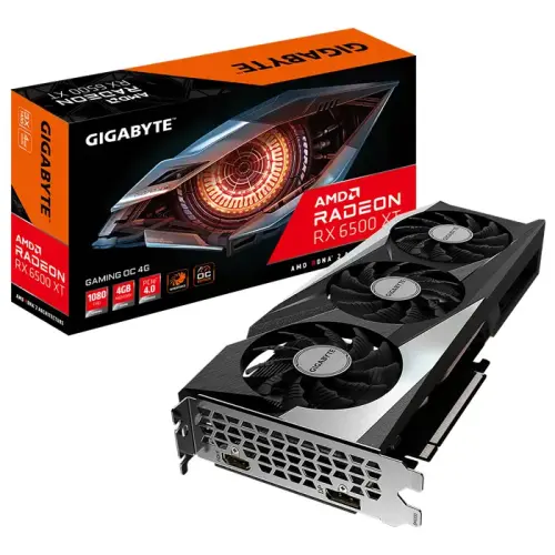 Gigabyte Radeon RX 6500 XT Gaming OC 4G GV-R65XTGAMING OC-4GD 4GB GDDR6 64Bit DX12 Gaming (Oyuncu) Ekran Kartı