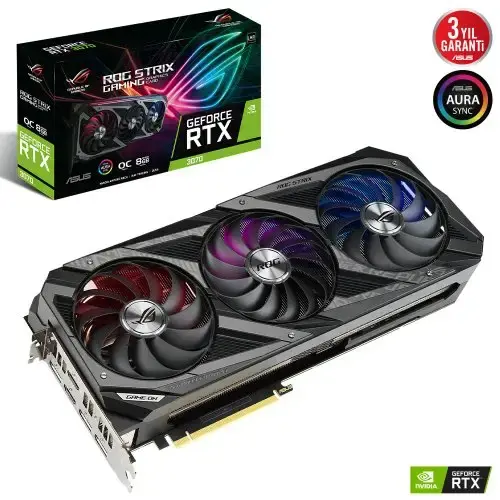 Asus ROG Strix GeForce RTX 3070 V2 OC ROG-STRIX-RTX3070-O8G-V2-GAMING 8GB GDDR6 256Bit DX12 Ekran Kartı + Asus Prime X570-P AMD X570 Soket AM4 DDR4 5100(OC)MHz ATX Anakart Bundle