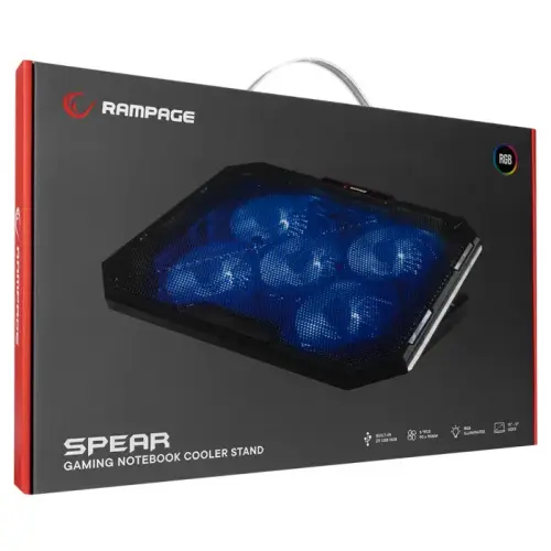 Addison Rampage AD-RC15 SPEAR 5xFan 2xUSB RGB 15-17″ Notebook Soğutucu