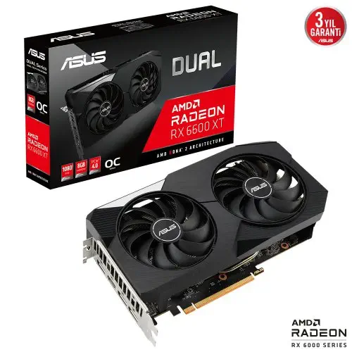 Asus Dual Radeon RX 6600 XT OC DUAL-RX6600XT-O8G 8GB GDDR6 128Bit DX12 Ekran Kartı + Asus TUF GAMING B450M-PLUS II AMD B450 Soket AM4 DDR4 4400(OC)MHz mATX Anakart Bundle