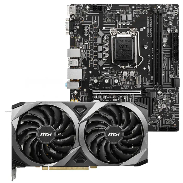 MSI GeForce RTX 3070 Ventus 2X 8G OC LHR 8GB GDDR6 256Bit DX12 Ekran Kartı + MSI B560M PRO-E Intel B560 Soket 1200 DDR4 4800(OC)MHz mATX Anakart Bundle