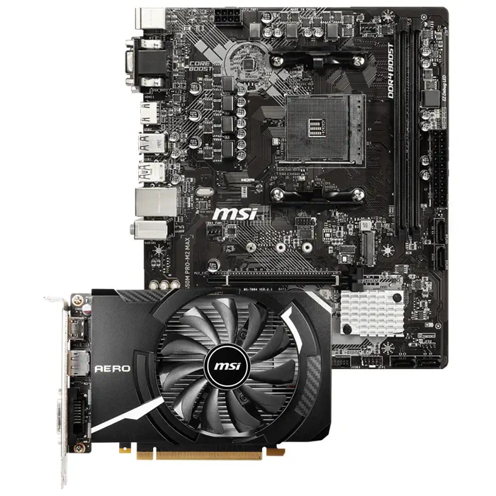 MSI GeForce GTX 1650 D6 AERO ITX OC 4GB GDDR6 128Bit DX12 Ekran Kartı + MSI B450M PRO-M2 MAX AMD B450 Soket AM4 DDR4 4133(OC)MHz mATX Anakart Bundle