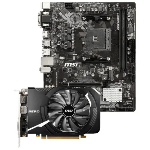 MSI GeForce GTX 1650 D6 AERO ITX OC 4GB GDDR6 128Bit DX12 Ekran Kartı + MSI B450M PRO-M2 MAX AMD B450 Soket AM4 DDR4 4133(OC)MHz mATX Anakart Bundle
