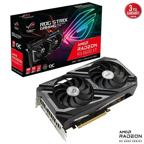 Asus ROG Strix Radeon RX 6600 XT OC ROG-STRIX-RX6600XT-O8G-GAMING 8GB GDDR6 128Bit DX12 Ekran Kartı + Asus B450M-DRAGON AMD B450 Soket AM4 DDR4 4400(OC)MHz mATX Anakart Bundle