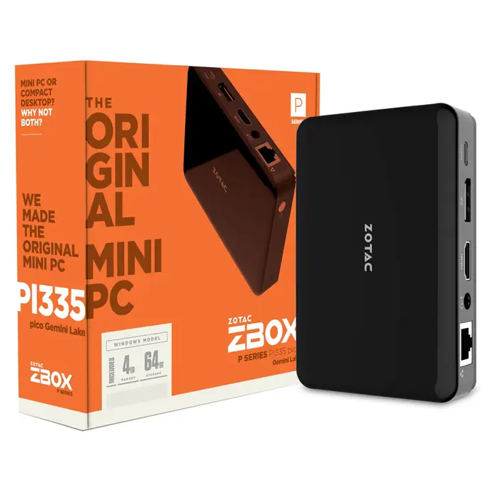 Zotac ZBOX PI335 Pico ZBOX-PI335-GK-W3C Intel Celeron N4100 4GB 64GB eMMC Win10 Pro Mini PC