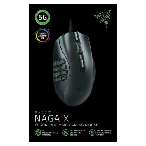 Razer Naga X RZ01-03590100-R3M1 18000 DPI 16 Tuş RGB Optik Kablolu Gaming (Oyuncu) Mouse