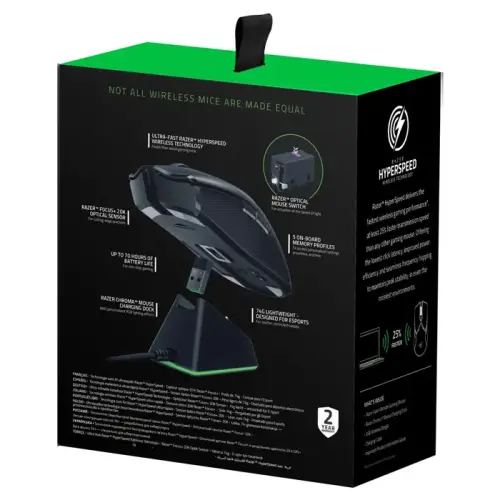 Razer Viper Ultimate + Şarj İstasyonu RZ01-03050100-R3G1 20000 DPI 8 Tuş RGB Optik Siyah Kablosuz Gaming (Oyuncu) Mouse