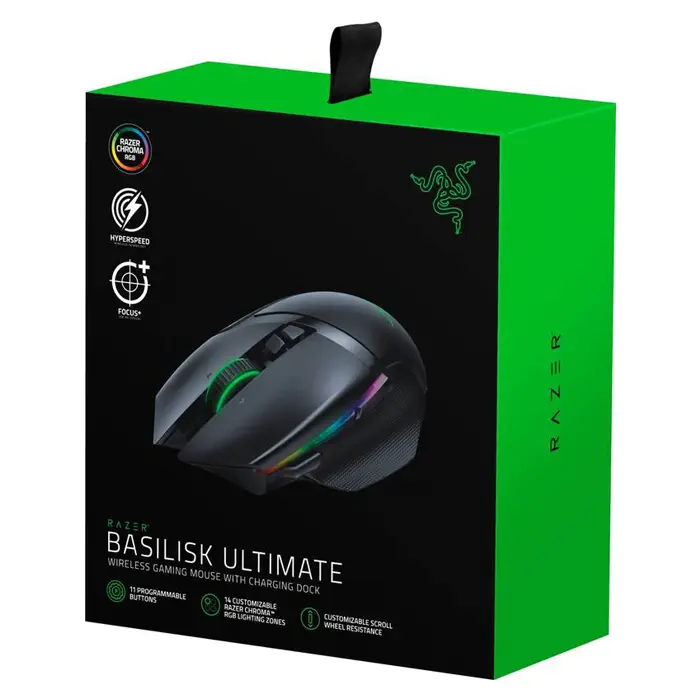 Razer Basilisk Ultimate + Şarj İstasyonu RZ01-03170100-R3G1 20000 DPI 11 Tuş RGB Optik Siyah Kablosuz Gaming (Oyuncu) Mouse
