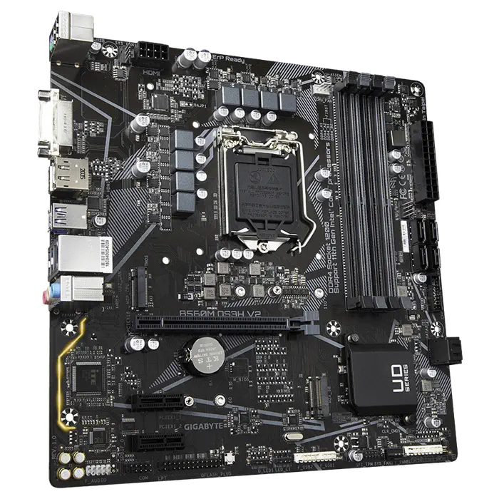 Gigabyte B560M D3SH V2 Intel B560 Soket 1200 DDR4 5333(OC)MHz mATX Gaming (Oyuncu) Anakart