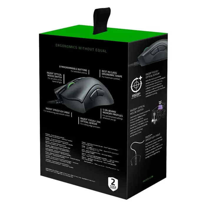 Razer DeathAdder V2 RZ01-03210100-R3M1 20000 DPI 8 Tuş RGB Optik Siyah Kablolu Gaming (Oyuncu) Mouse