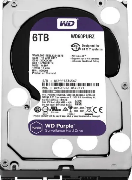 WD Purple WD60PURZ 6TB 5400RPM Sata 3 64MB 3.5″ Sabit Disk