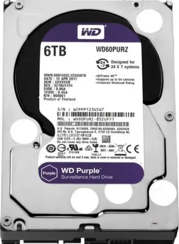 WD Purple WD60PURZ 6TB 5400RPM Sata 3 64MB 3.5″ Sabit Disk