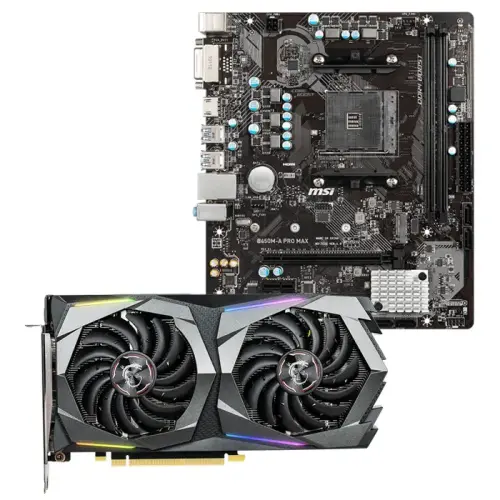 MSI GeForce GTX 1660 Super Gaming X 6GB GDDR6 192Bit DX12 Ekran Kartı + MSI B450M-A PRO MAX AMD B450 Soket AM4 DDR4 4133(OC)MHz mATX Anakart Bundle