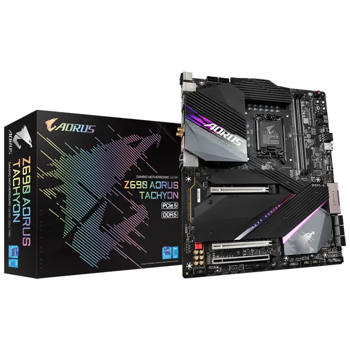 Gigabyte Z690 Aorus Tachyon Intel Z690 Soket 1700 DDR5 7000(OC)MHz E-ATX Gaming (Oyuncu) Anakart