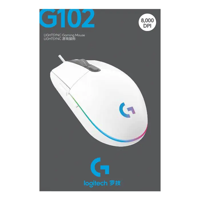 Logitech G102 LightSync White 910-005824 8000DPI 6 Tuş Optik RGB Beyaz Kablolu Gaming (Oyuncu) Mouse