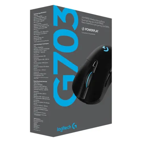 Logitech G G703 LightSpeed  25.600 DPI HERO Sensörlü Kablosuz Siyah Oyuncu Mouse -910-005641