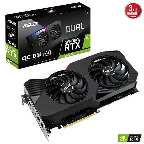 Asus Dual GeForce RTX 3060 Ti V2 OC DUAL-RTX3060TI-O8G-V2 8GB GDDR6 256Bit Ekran Kartı + Asus B450M-DRAGON AMD B450 Soket AM4 DDR4 4400(OC)MHz mATX Anakart Bundle