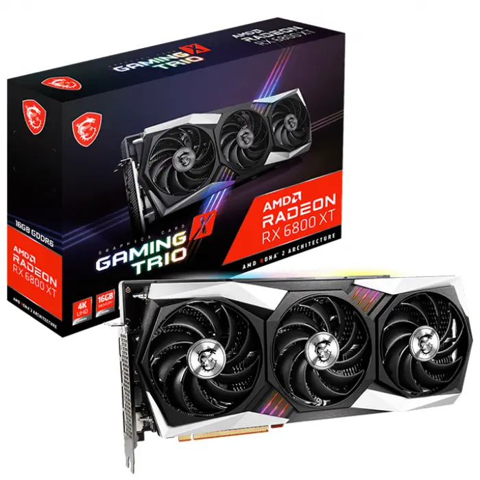 MSI Radeon RX 6800 XT GAMING X TRIO 16G 16GB GDDR6 256Bit Ekran Kartı + MSI B450M-A PRO MAX AMD B450 Soket AM4 DDR4 4133(OC)MHz mATX Anakart Bundle