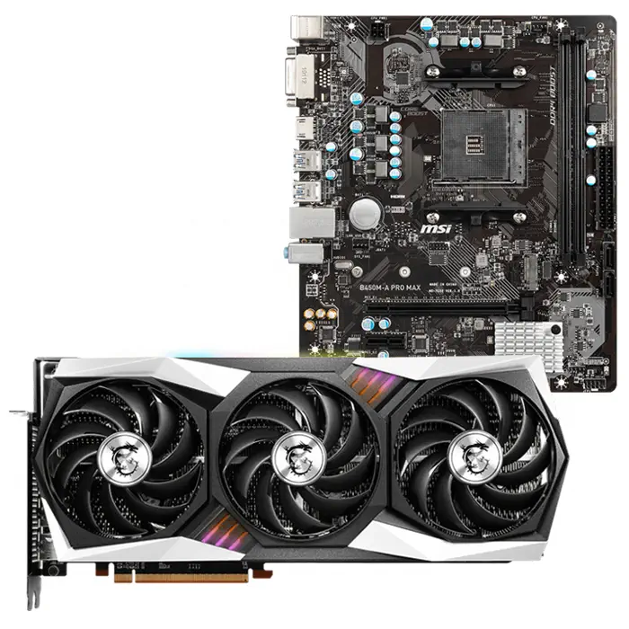 MSI Radeon RX 6800 XT GAMING X TRIO 16G 16GB GDDR6 256Bit Ekran Kartı + MSI B450M-A PRO MAX AMD B450 Soket AM4 DDR4 4133(OC)MHz mATX Anakart Bundle