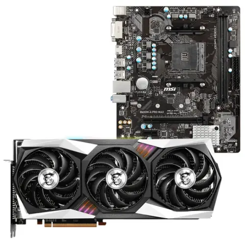 MSI Radeon RX 6800 XT GAMING X TRIO 16G 16GB GDDR6 256Bit Ekran Kartı + MSI B450M-A PRO MAX AMD B450 Soket AM4 DDR4 4133(OC)MHz mATX Anakart Bundle