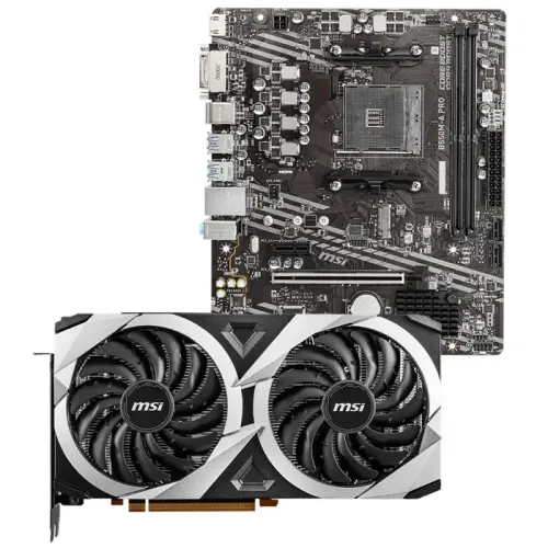 MSI Radeon RX 6700 XT MECH 2X 12G OC 12GB GDDR6 192Bit DX12 Ekran Kartı + MSI B550M-A PRO AMD B550 Soket AM4 DDR4 4600(OC)MHz mATX Anakart Bundle