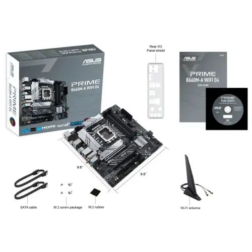 Asus Prime B660M-A WIFI D4 Intel B660 Soket 1700 DDR4 5333(OC)MHz mATX Gaming Anakart