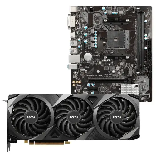 MSI GeForce RTX 3070 Ti Ventus 3X 8G OC 8GB GDDR6X 256Bit DX12 Ekran Kartı + MSI B450M-A PRO MAX AMD B450 Soket AM4 DDR4 4133(OC)MHz mATX Anakart Bundle