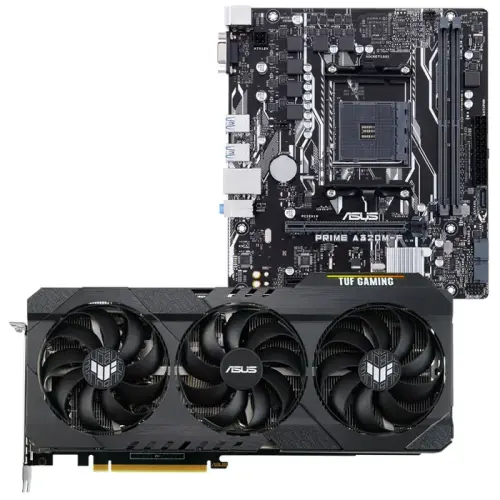 Asus TUF Gaming GeForce RTX 3060 V2 OC TUF-RTX3060-O12G-V2-GAMING 12GB GDDR6 192Bit DX12 Ekran Kartı + Asus Prime A320M-F AMD A320 Soket AM4 DDR4 3200(OC)Mhz mATX Anakart Bundle