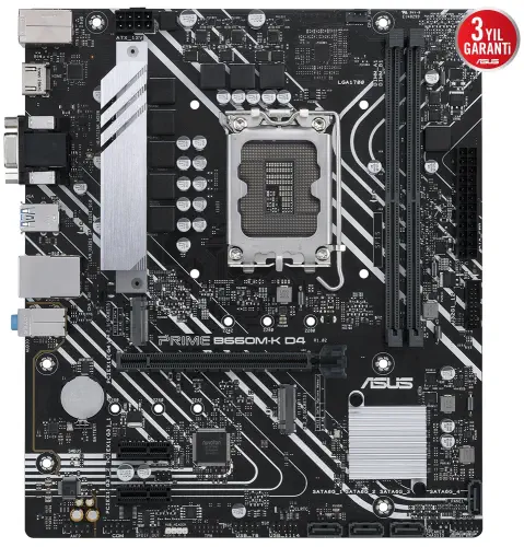 Asus Prime B660M-K D4 Intel B660 Soket 1700 DDR4 5333(OC)MHz mATX Gaming (Oyuncu) Anakart