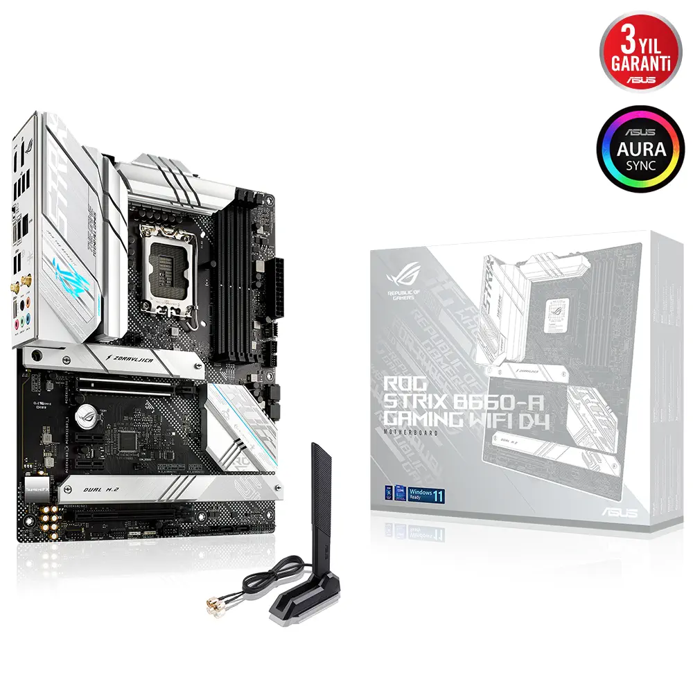 ASUS ROG Strix B660-A Gaming WIFI D4 Intel B660 Soket 1700 DDR4 5333(OC)MHz ATX Gaming (Oyuncu) Anakart
