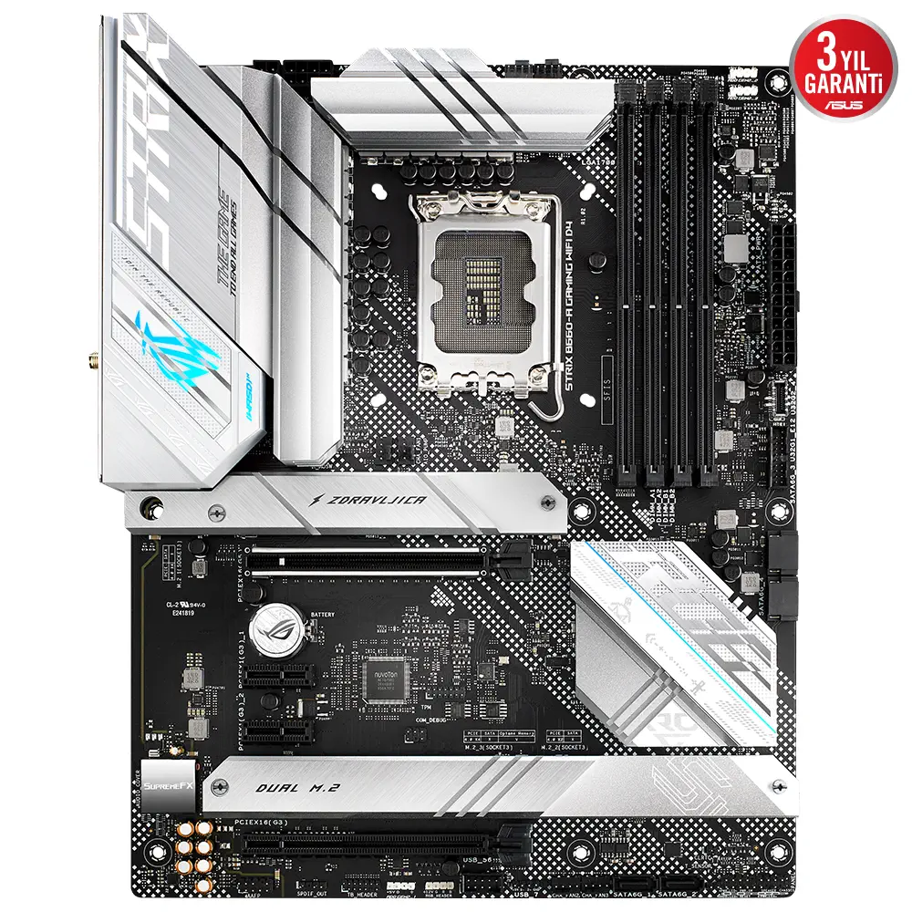 ASUS ROG Strix B660-A Gaming WIFI D4 Intel B660 Soket 1700 DDR4 5333(OC)MHz ATX Gaming (Oyuncu) Anakart