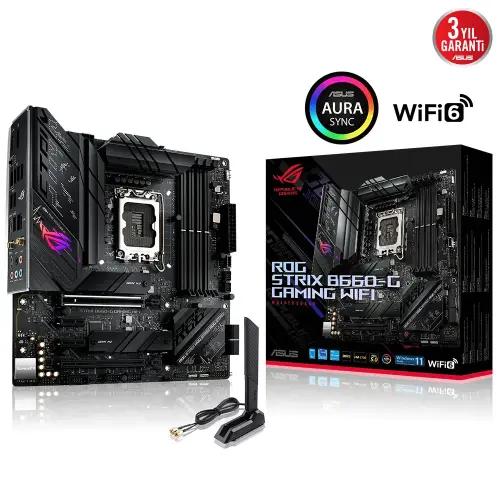 ASUS ROG Strix B660-G Gaming WIFI Intel B660 Soket 1700 DDR5 6000(OC)MHz mATX Gaming (Oyuncu) Anakart