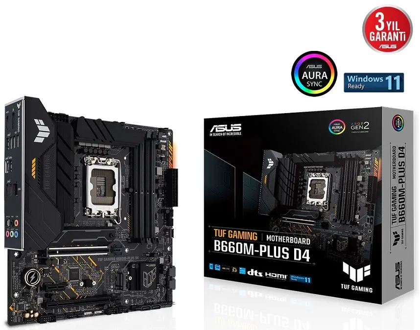 ASUS TUF Gaming B660M-Plus D4 Intel B660 Soket 1700 DDR4 5333(OC)MHz mATX Gaming (Oyuncu) Anakart