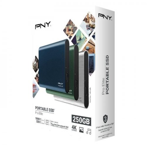 PNY Pro Elite Yeşil 250GB 1000/320MB/s USB 3.1 Gen2 Type-C Taşınabilir SSD Disk (PSD0CS2060GN-250-RB)