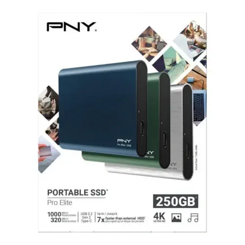 PNY Pro Elite Mavi 250GB 1000/320MB/s USB 3.1 Gen2 Type-C Taşınabilir SSD Disk (PSD0CS2060NB-250-RB)